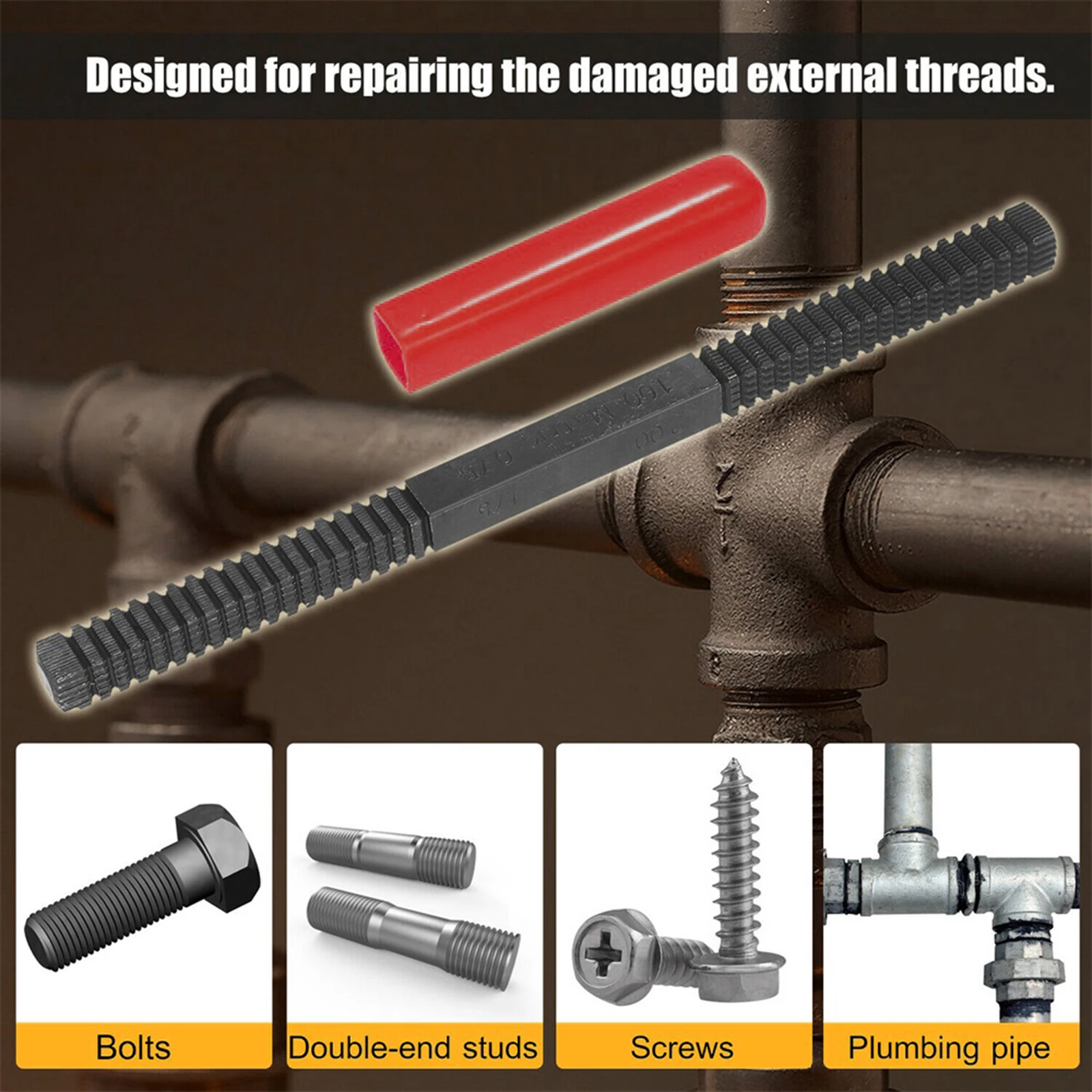 Thread File High Hardness Thread Restorer File Portable Multipurpose Metric Thread Repair File for Stud Bolt Screw Pipe