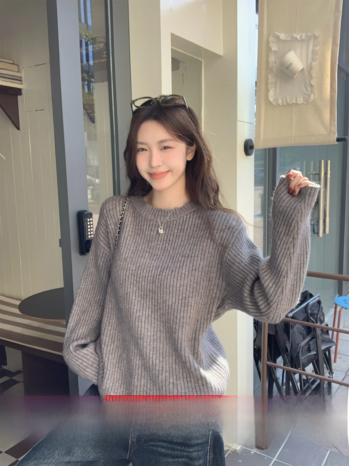 

Morning Bloom ey Long Sve Knitted Sweater Soft Casual Women's Inner Wear Base irt Lazy Sweet Top Korean Sle Loose Fit