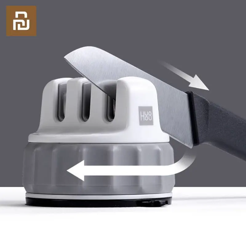 

Youpin Huohou Mini Knife Sharpener One-handed Sharpening Household Super Suction Kitchen Sharpener Tool Suitable For All Knives