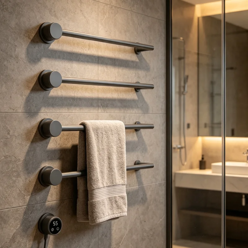 Electric Heated Towel Rack Wall Mount Bathroom Dryer with Digital Timer and Rotating Arms