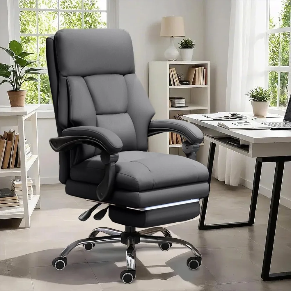 

Office Chair Adjustable Height Executive Desk Chair with Foot Rest Comfy Computer Chair High Back Ergonomic Leather Office