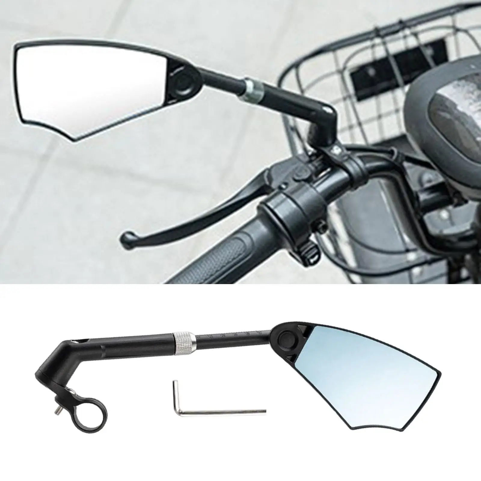 Bike Bar End Rearview Mirror Long Extension Universal Nylon Glass Clear Vision for Mountain Road Bicycle and Ebike