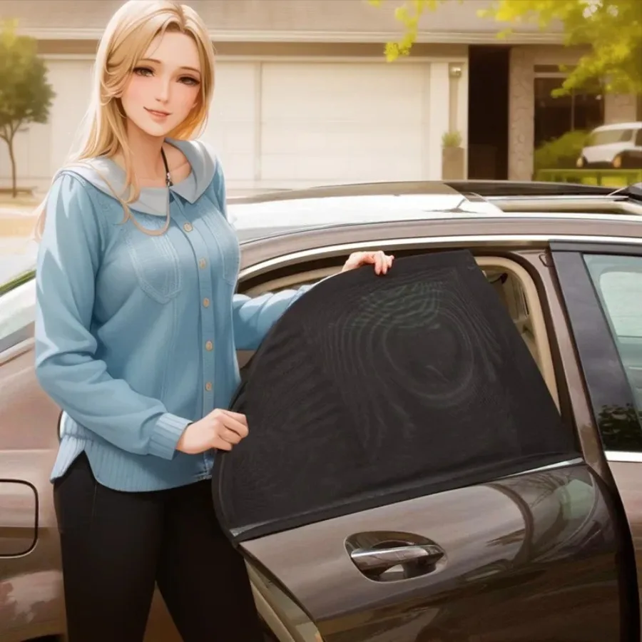 

Car Rear Side Window Shade Super Stretchy Mesh Car Sun Shade Mosquito Net Curtains Screen Anti-Sun Reduce UV Rays Heat Reduction