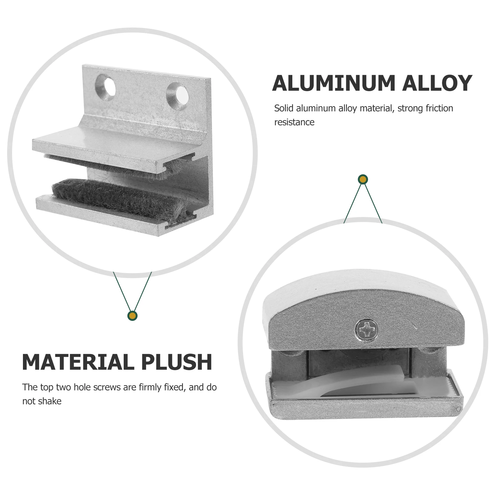 

2pcs Adjustable Glass Door Limiter Induction Sliding Shower Bottom Guide Sturdy Aluminum Alloy Anti-Wear Elastic Rubber 5-14mm