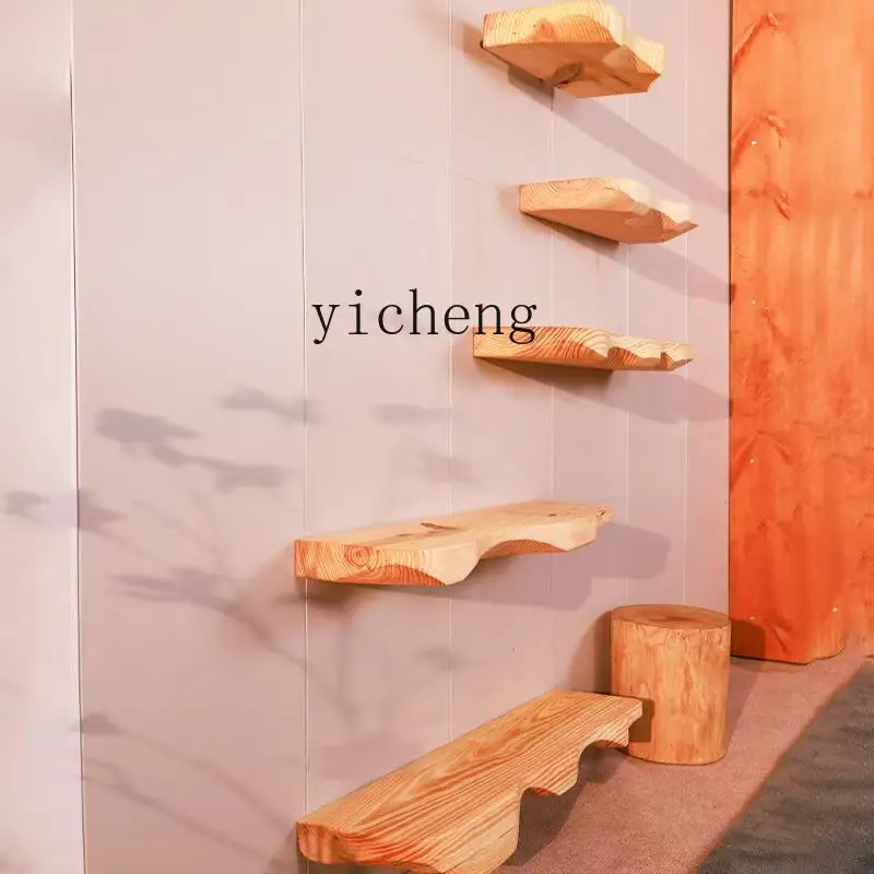 D21 Solid Wood Irregular Edge Shelf Wall Log Baffle Wall Hanging Word Shelf New Chinese Creative Bookshelf