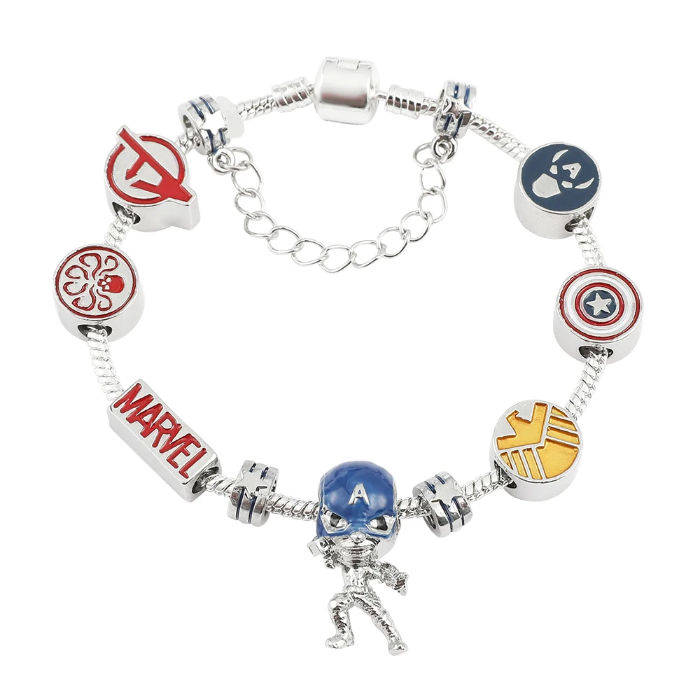 Captain America Thor Iron Man Charms Bracelet for Women Jewelry Fine Camera Selfie Beads The Avengers Bangles