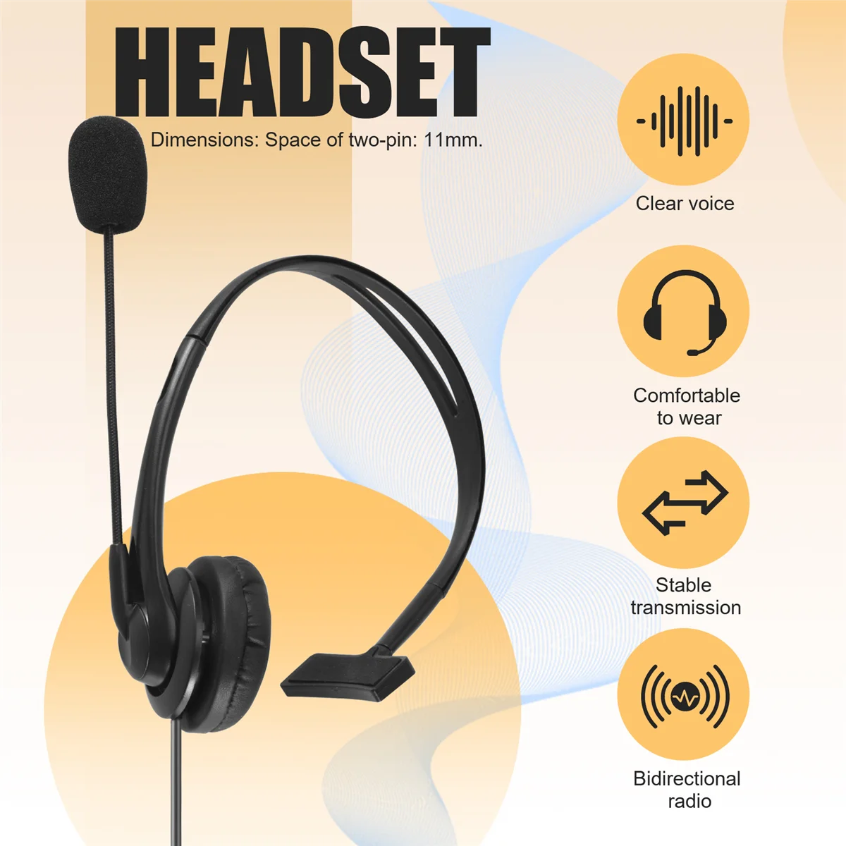 Auriculares AA84 de 2 pines TK220 para Jianwu Baofeng UV-5R BF-888S Retevis H777 PUXING TYT interfono C9009