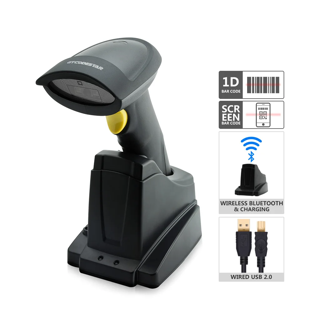 

Автоматический беспроводной 1D CCD сканер штрих-кода USB RS232 с зарядной базой и памятью X-6301B