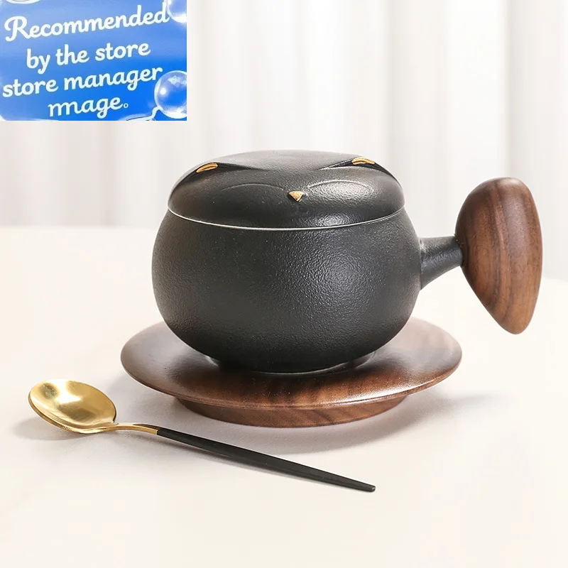 

Кофейная чашка «кошачий глаз» с деревянной крышкой на лобовое стекло для послеобеденного чая одного человека, эксклюзивный мини-набор кофейных чашек