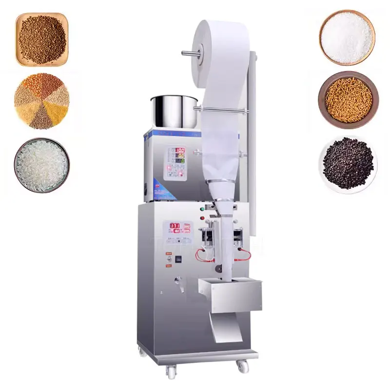 Three Side Seal Back Seal Packaging Machine Granular Powder Tea Paprika Food Automatic Filling Sealing Machine