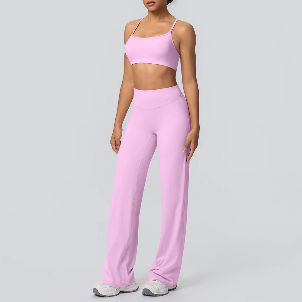 

2-х предметный комплект для йоги, женский спортивный костюм для пилатеса, фитнес-костюм с перекрестным ремешком на спине, спортивный бюстгальтер, женский спортивный костюм для тренировок в тренажерном зале, спортивная одежда