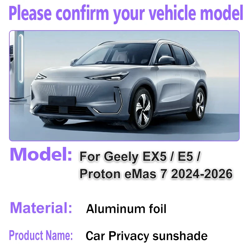 Car Coverage Sunshades For Geely Starray EM i Accessories E5 EX5 EMi Starship 7 2025 2026 2027 Sunshade Cover Privacy Sun Visor