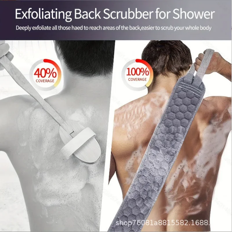 Long Bath Back Scrubber Towel Thickened 3PCS Body Exfoliating Scrub Set, Self-Help Shower Scrub Towel , Deep Cleansing