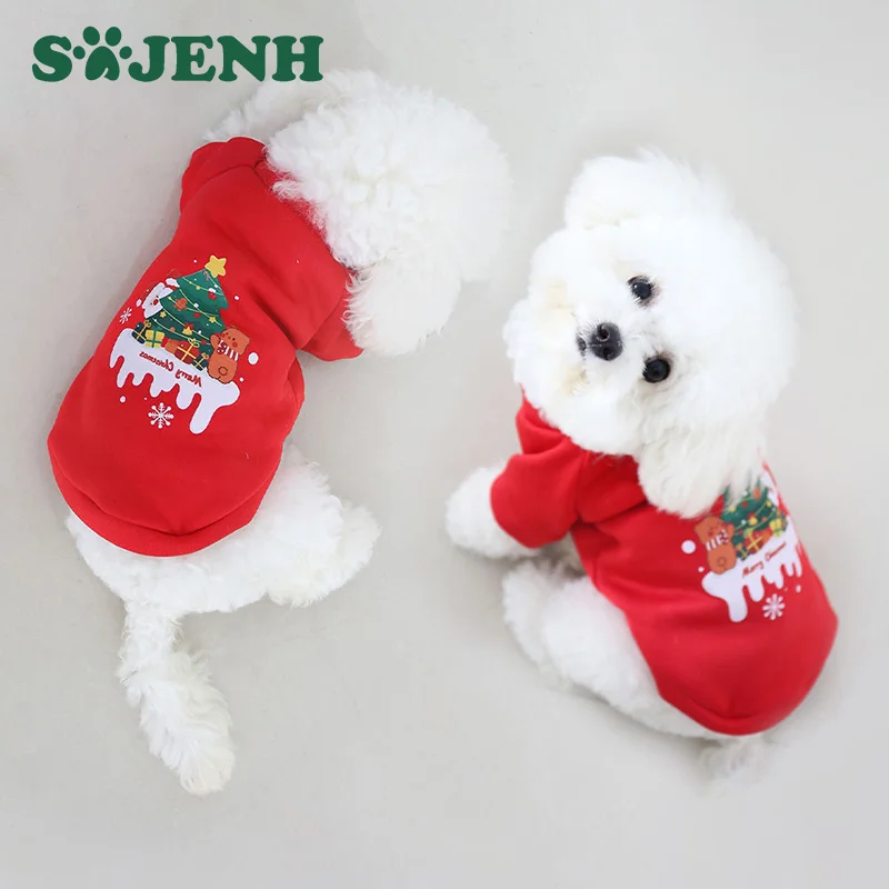 Winter Christmas Printing Pet Dog Hoodie Clothing Fashionable Cute Fall And Warm Cold Pet Undershirt Pet Supplies Gifts