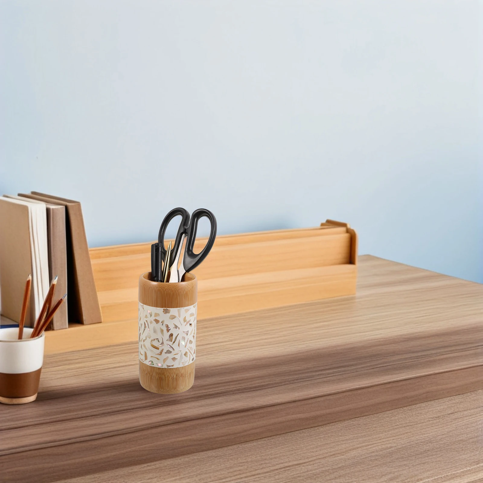 

Bamboo Pen Holder Desk Organizer Spacious Storage Stationery Container Creative Office Pencil Cup HOLDER Stylish Workspace