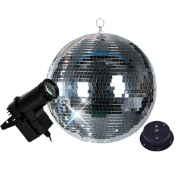 Thrisdar-Bola de discoteca colgante plateada, Bola de discoteca, lámparas de Pinspot de haz RGB, espejo de cristal reflectante para fiesta de Navidad y boda