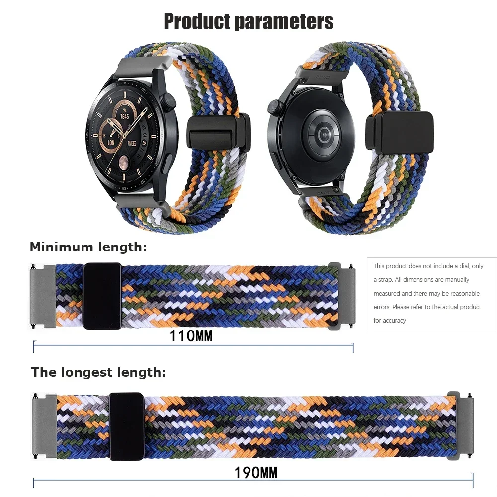 Pulseira de nylon de 20mm 22mm para garmin vivoactive 6 5 band forerunner 570 165 245 255 pulseira com fivela magnética para pulseira amazfit