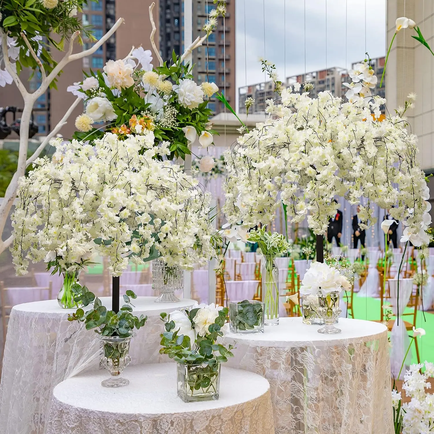 

Artificial Cherry Tree Weeping Cherry Tree White Cherry Tree for Indoor Outdoor Home Office Party Table Center Wedding