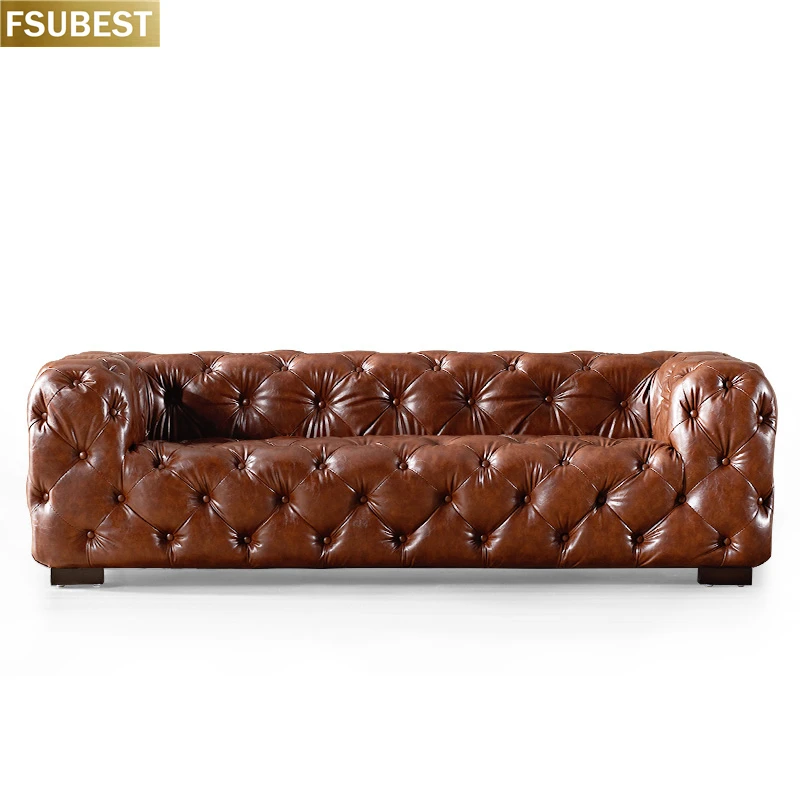 Vintage Industrial 3 Seater Chesterfield Sofa Indian Jodhpur Style Tufted Upholstery Couch European Style Modern Leisure Sofa