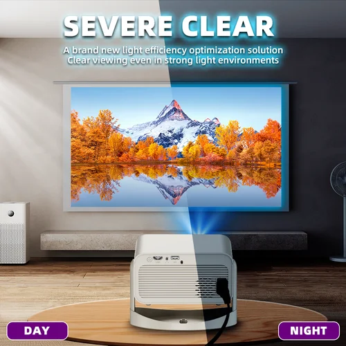 Imagen 2 del producto KaiAqua 650ANSI HT23 Proyector 4K Nativo 720P Enfoque automático y corrección kefónica Android11 BT5.2 WIFI6 360 ° Cine en casa portátil