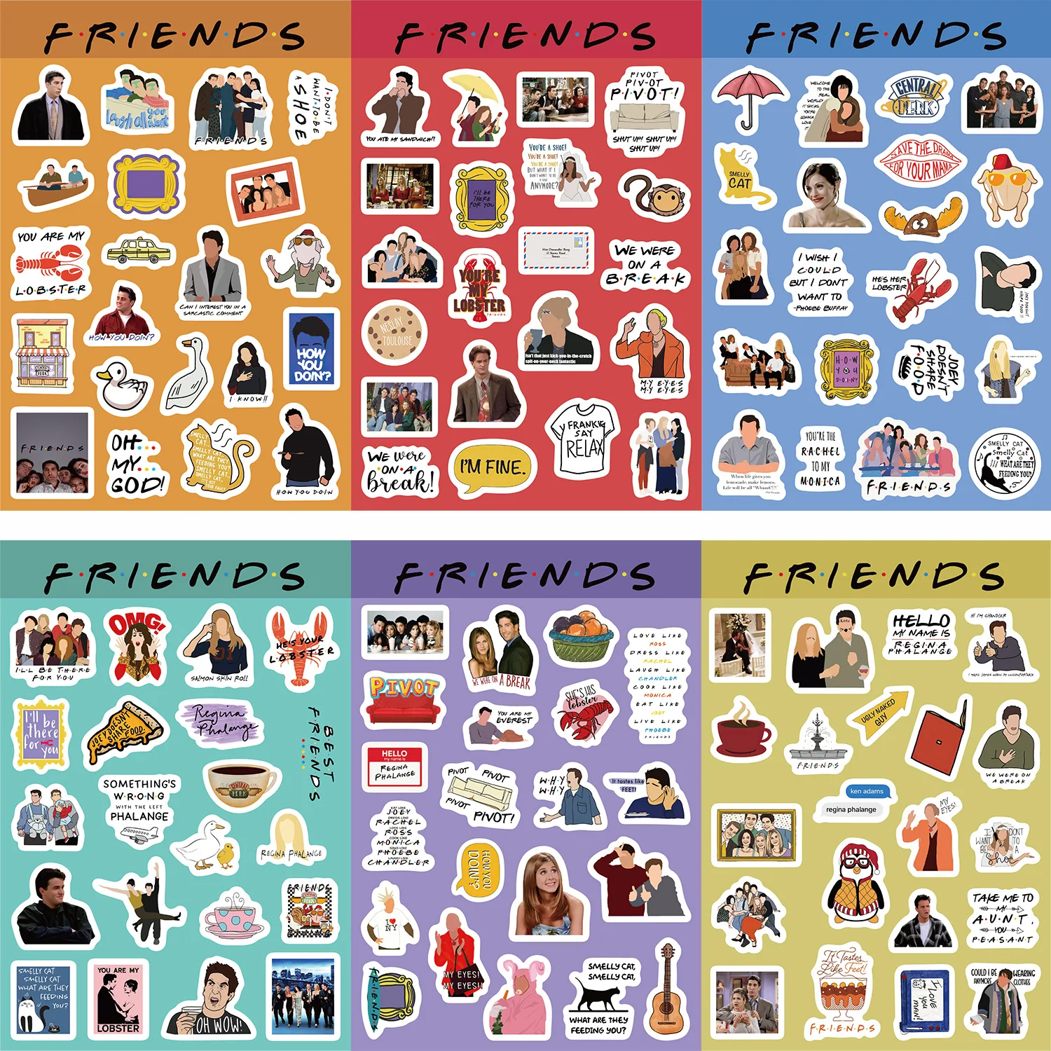 8/16sheets Friends Teleplay Stickers TV Cartoon Sticker DIY Scrapbook Laptop Guitar Bike Decals Waterproof Decoration Funny Gift