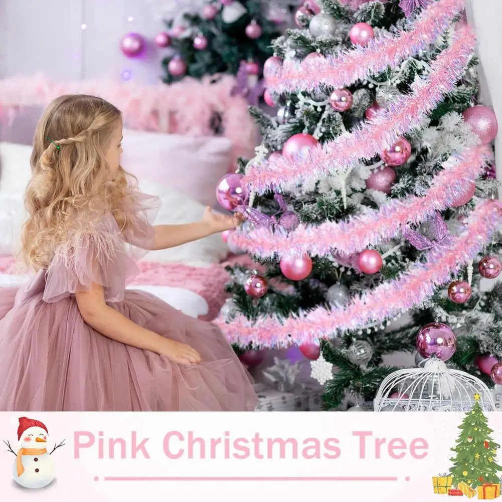 Reusable Holiday Party Supplies Holiday Decorative Garland 78 Inch Pink Tinsel Garland Glitter Christmas Decoration for Xmas