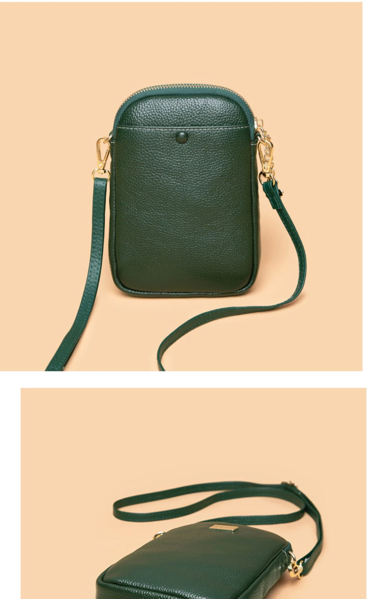 The new leather mobile phone bag female vertical section of the first layer of leather fashion mini crossbody bag put the phone