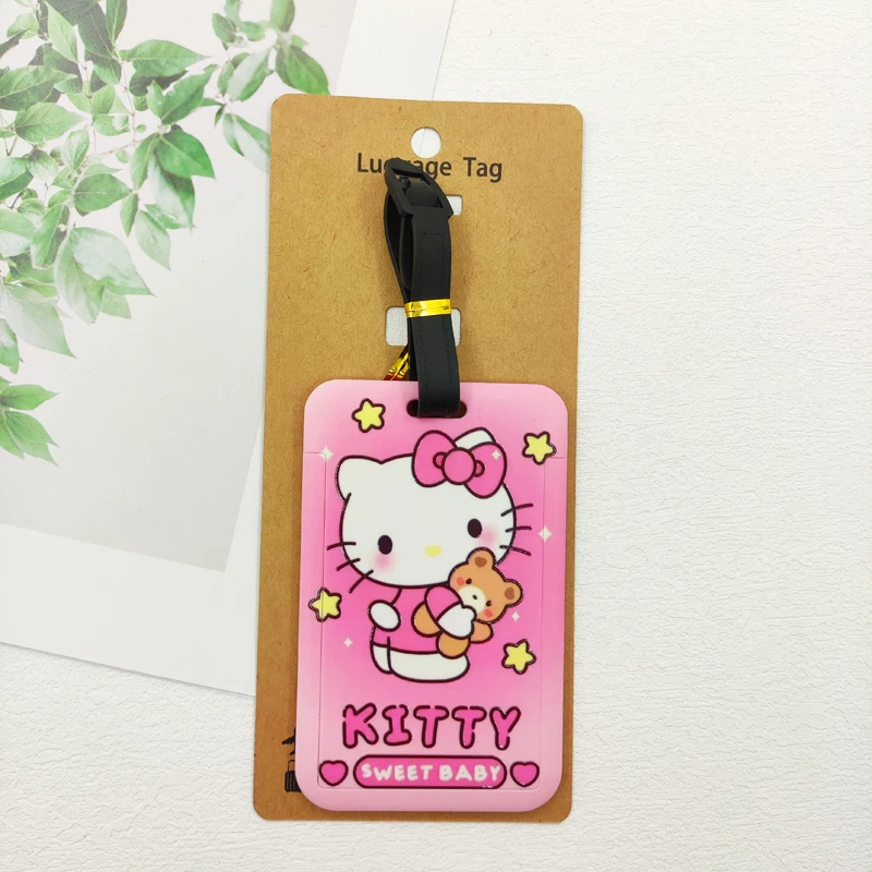 علامات أمتعة السفر Hello Kitty، حامل عنوان حقيبة السفر اللطيفة، علامات الصعود للأمتعة، ملصق محمول للفتيات