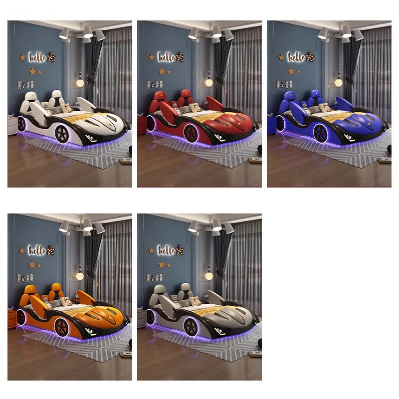 #Stylish Cool Car-shaped Storage Bed for Boys Modern Designer Children's Bed Plastic Twin Size Soft Comfortable
