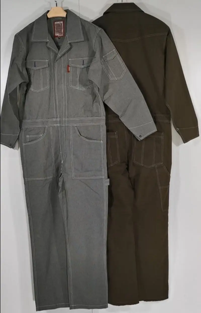 

Spring Autumn Long Sleeve Onesie Workwear Coffee Color Comfortable Slim Fit Cotton Blend Fabric Youth Factory Workshop