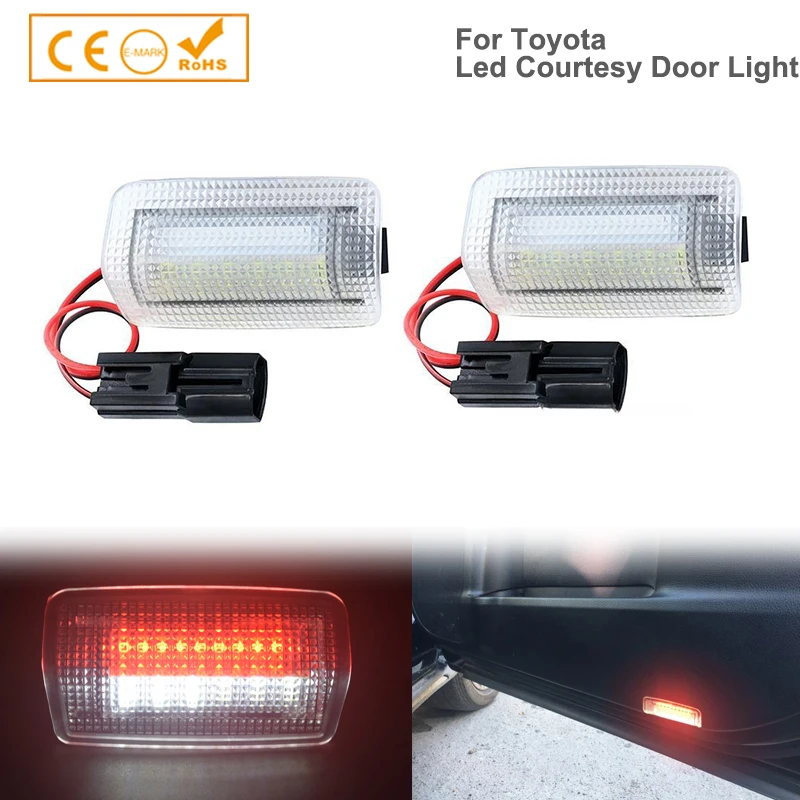 

2x White Red Car Led Door Courtesy Light For T.oyota Wish Prius Camry Alphard Estima L.exus Is250 Rx350 Land Cruiser 200