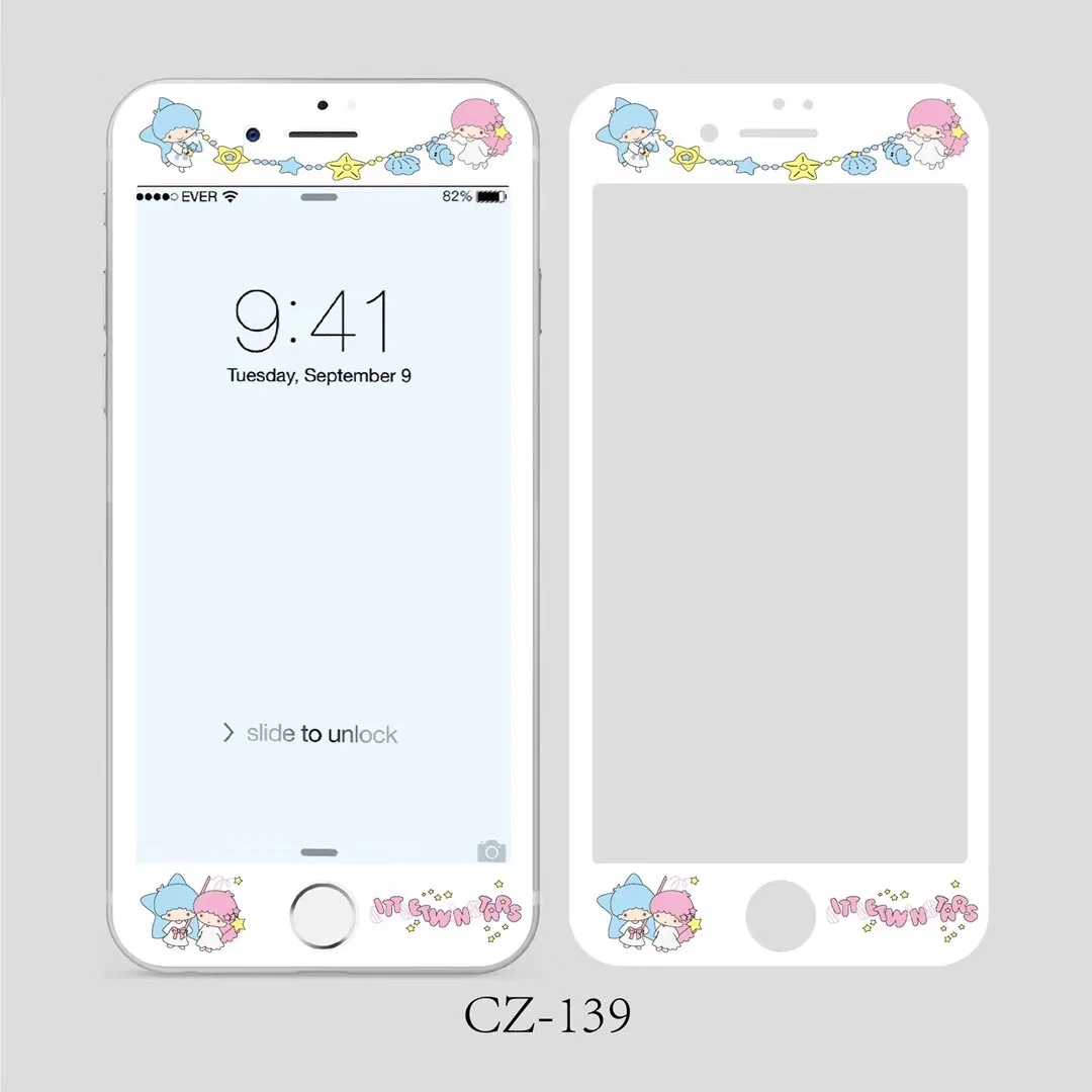 Película de vidro temperado para iphone 6 s, 7, 8 plus, protetor de tela 3d, 9h, bonito, padrão sanrio, cinnamoroll, gatinho, borda macia