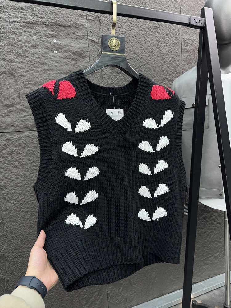 

Faionable V-Ne Embroidered ort Вязаный жилет Весна Осень ex Casual Sle Pampa & Brand ow Version Svel