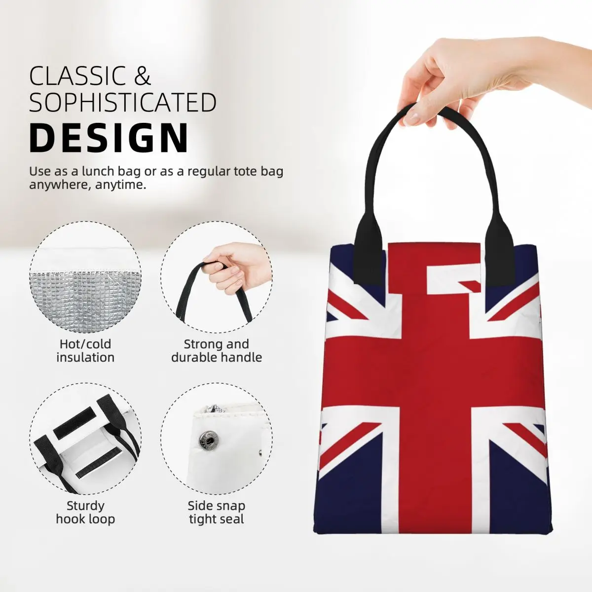 Union Jack Flag Of The UK Insulated Lunch Bag United Kingdom British Resuable Thermal Cooler Bento Box Food Container Tote Bags