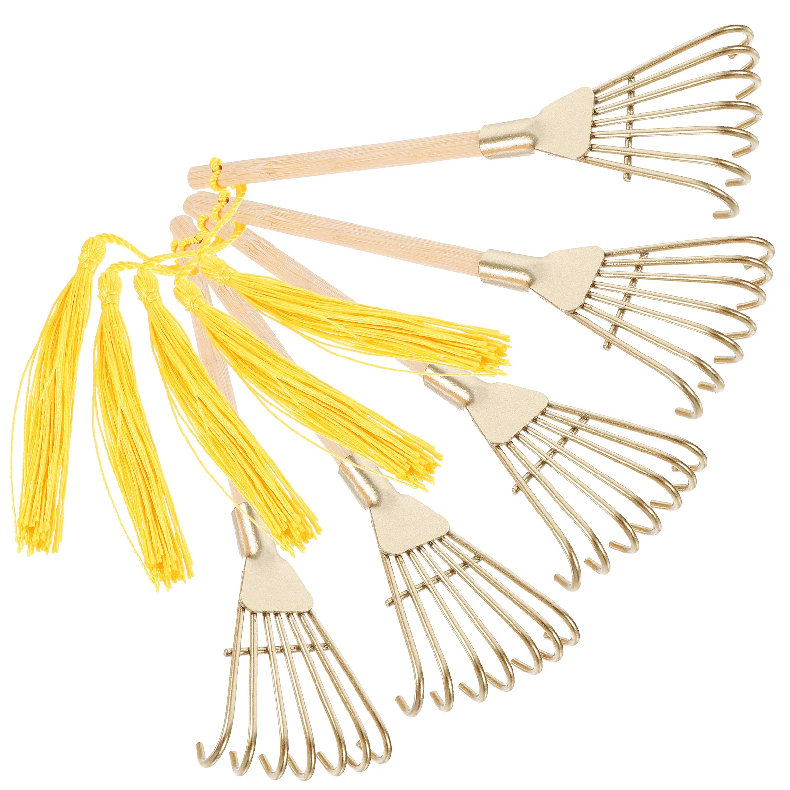 

5pcs Golden Miniature Zen Garden Decor Bamboo Small House Decor Style Home Accessories Incense Ashes Rake Small House