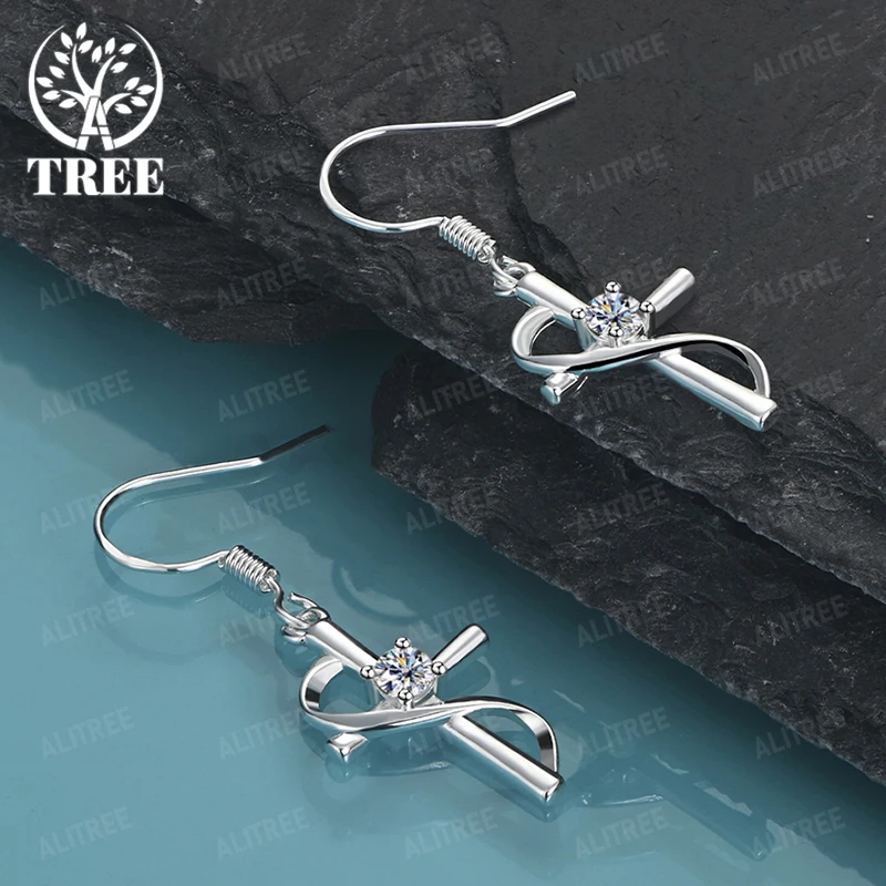 

AAA Zircon 925 Sterling Silver Cross Drop Earring Lady Party Wedding Accessories Beautiful Luxury Jewelry Holiday Gifts