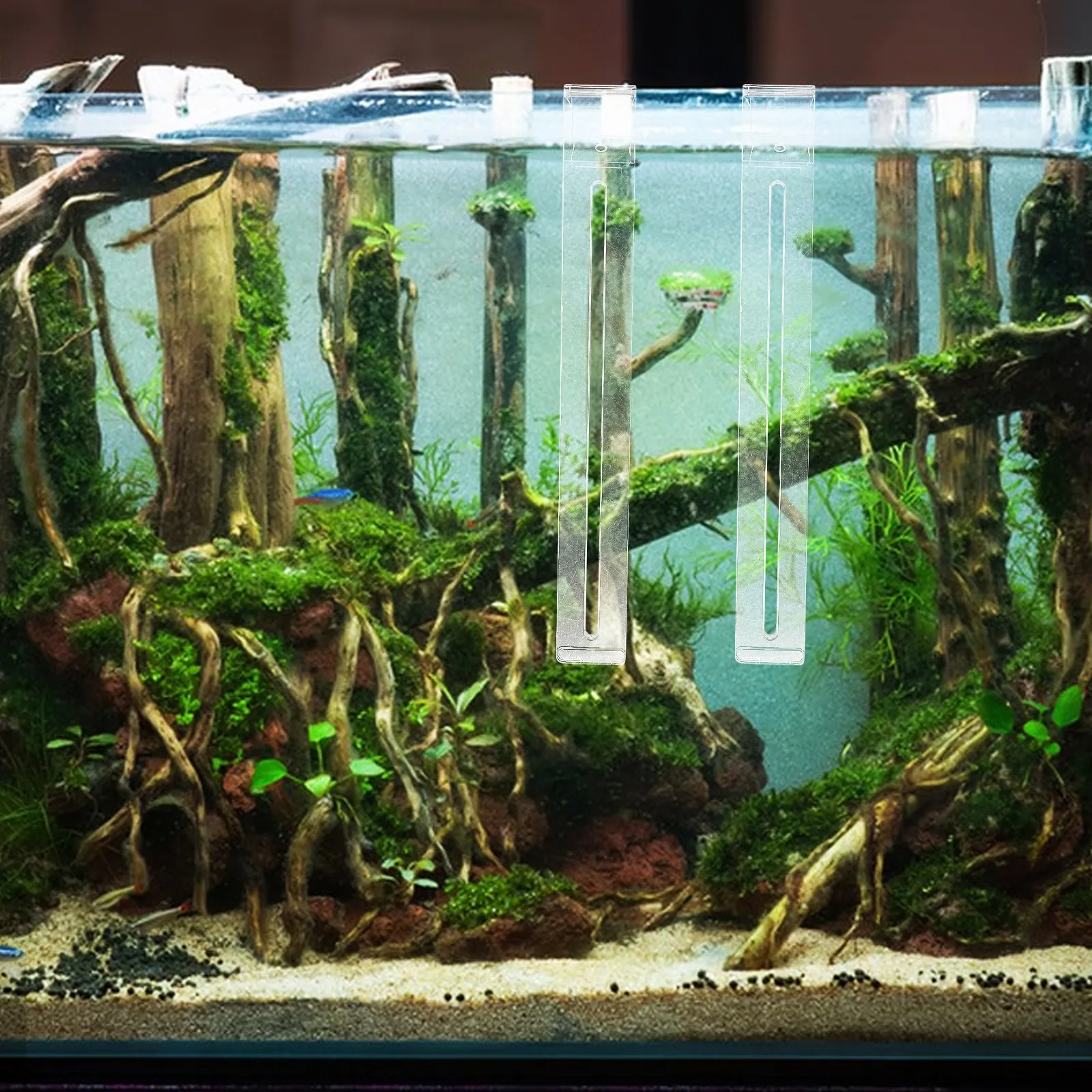 Aquarium Plant Design - 2 Adet Şeffaf Ayarlanabilir Akvaryum Kancası,