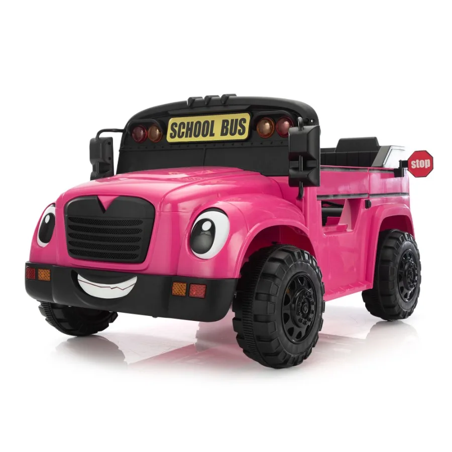Autobús escolar de 12 V con luces LED de control remoto de 1 asiento y pantalla de alimentación Rosy
