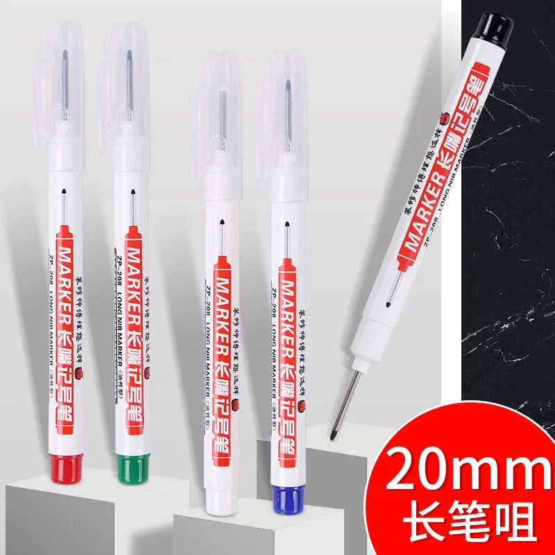 8/4pcs Long Head Marking Pen 20mm For Woodworking Marker Pen Deep Mouth Tile Extended Punch Oil Pen Black White Red Green Blue