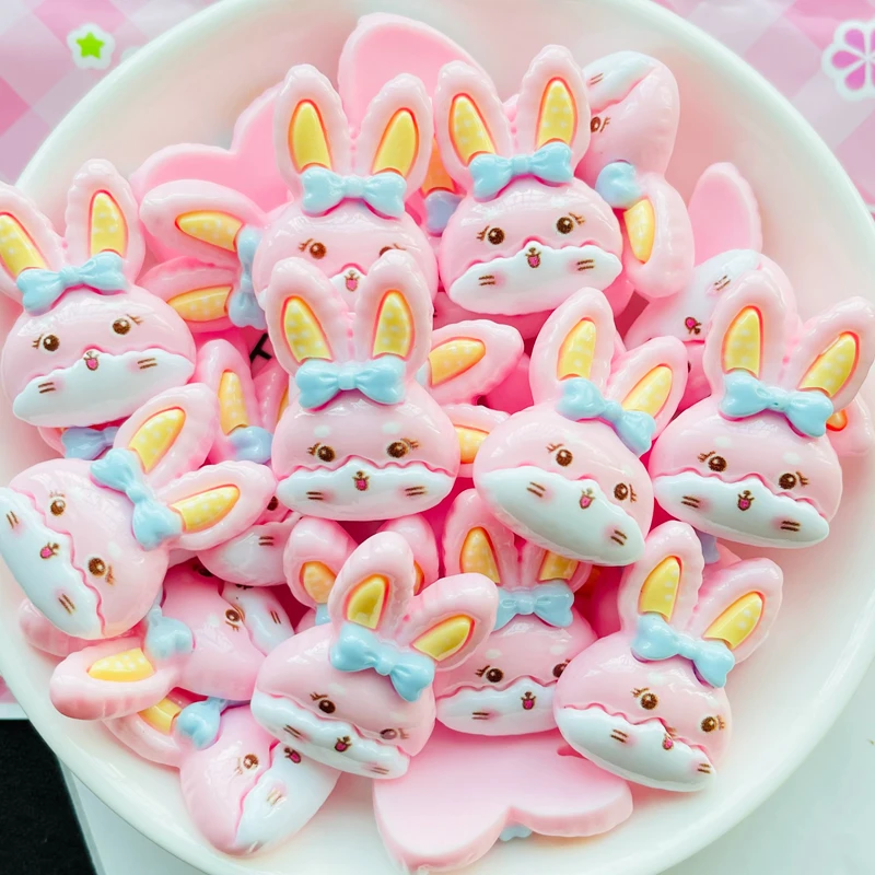 10 Pcs New 27*20mm Cute Mini Cartoon Animal Little Rabbit Resin Scrapbook Diy Jewelry Wedding Hairpin Decorate Accessories