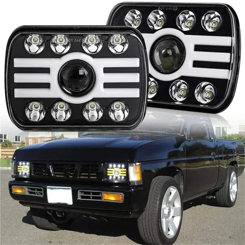 7X6 Inch Rectangular Sealed Beam LED Headlight High/Low Beam DRL for Truck/Offroad Vehicle