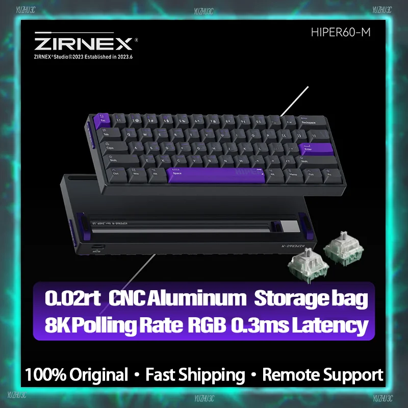 ZIRNEX HIPER60 M Gaming Keyboard 0.02RT 8K Polling Rate CNC Aluminum RGB Customized Gateron Jade Magnetic Switch Hot Swappable