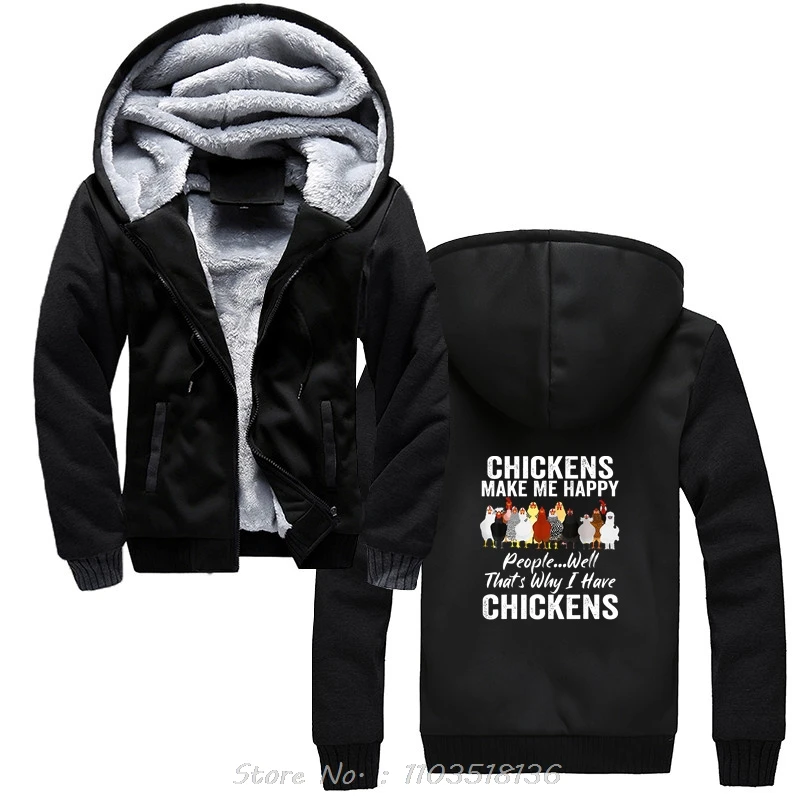 Men's Hoodie Chickens Make Me Happy People Well That's Why I Have Chickens Cartoon Hoody Graphic Oversized Women Winter Coats