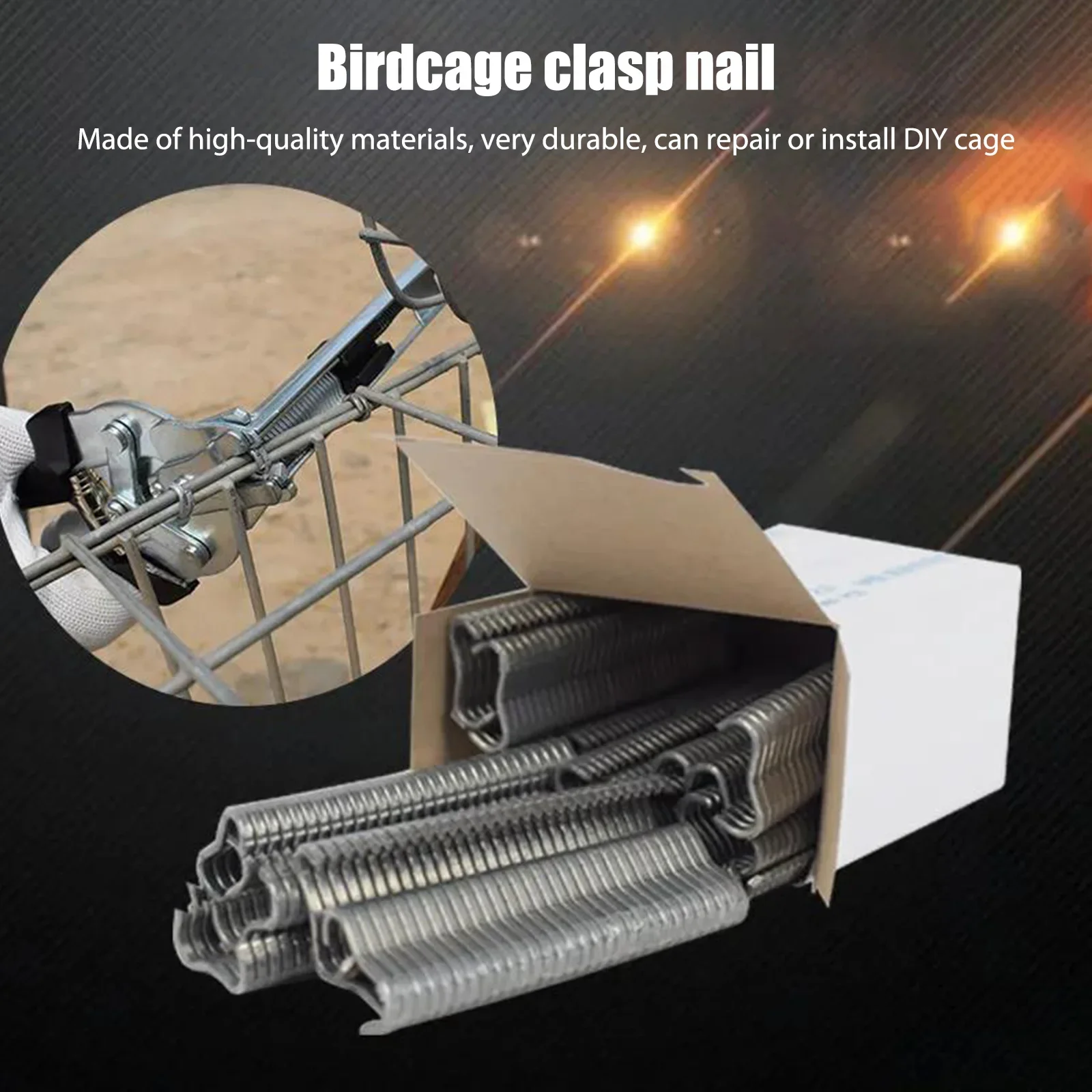 Animal Cage Hog Ring Pliers Tool and 600pcs M Clips Staples Chicken Mesh Cage Wire Fencing Caged Clamp Tools Rabbit Cage Install