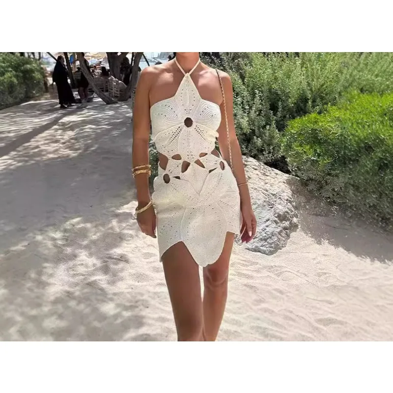 

Fashion asymmetrical hollow beach style women's dress