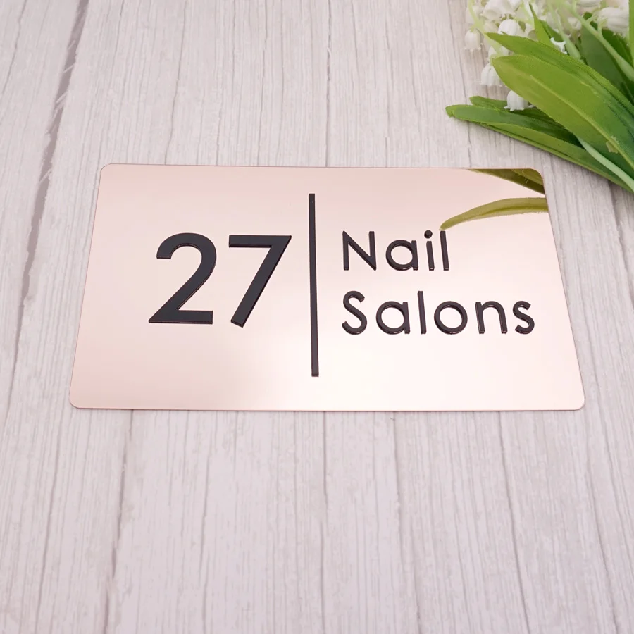 Custom 3D Modern Simplicity Style Acrylic Mirror Sign Personalized Shop Plaque Beauty Salon Office Building Door Decoration