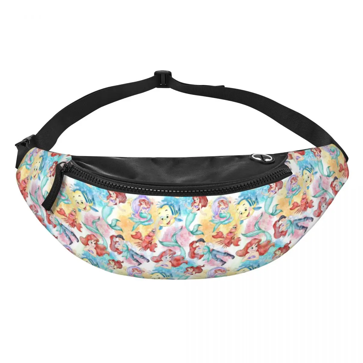 Custom The Little Mermaid Fanny Pack Women Men Crossbody Waist Bag for Travel Hiking Phone Money Pouch