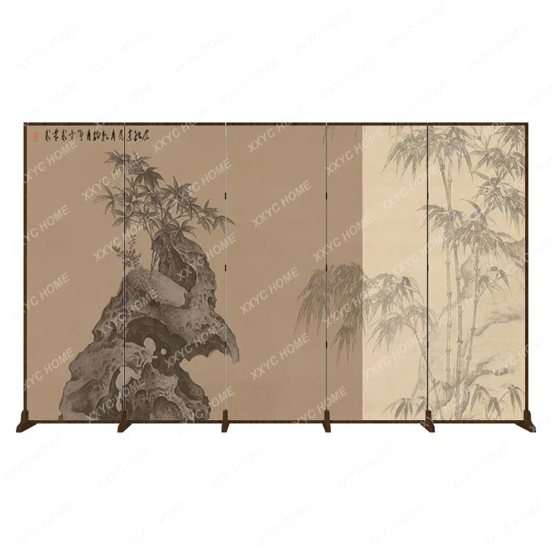 

New Chinese Style Subareas Screens Hallway Background Decoration Removable Folding Landscape Bamboo Forest Accordion Partition