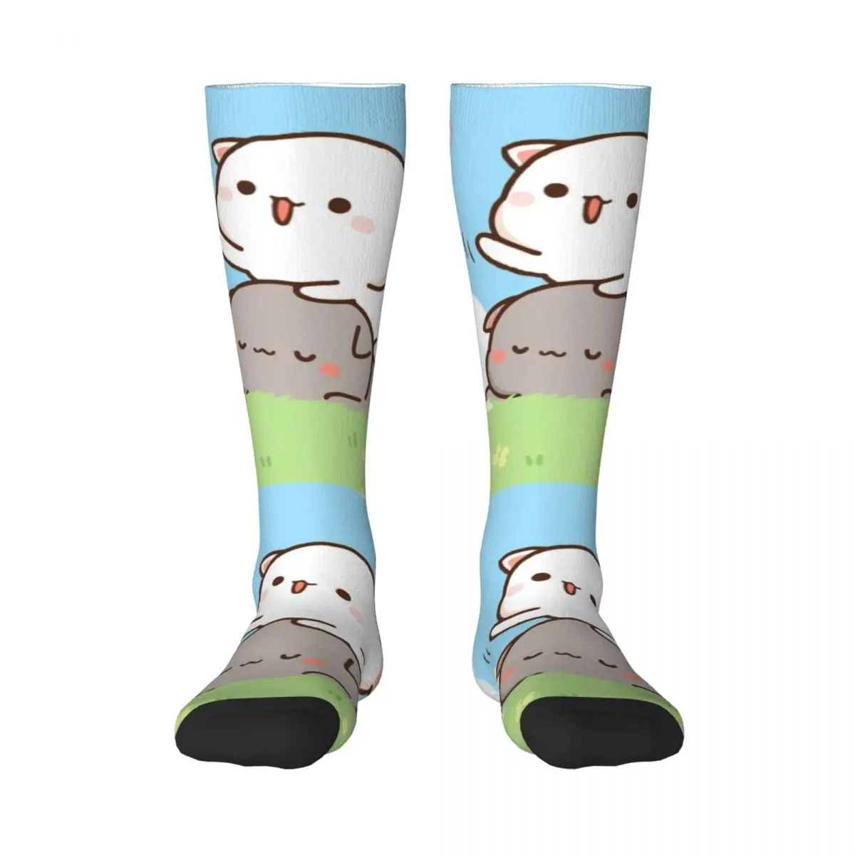 Peach And Goma Romantic Mochi Cat Women Thigh Knee High Stockings Cute Over-the-Calf Tube Socks