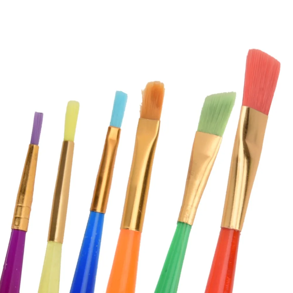 6PCS Nylon Bristles Cake Decorating Pen Easy to Clean Low Shedding Cake Coloring Pen Metal Ferrules Transparent Handles